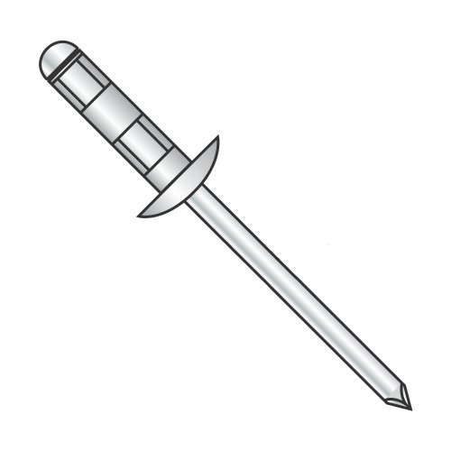 3/16" x .187".437" Brazier Head MultiGrip Rivets/Aluminum Body/Steel