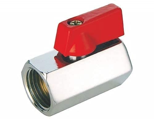 Brass Mini Ball Valve Chrome Plated Shut Off Valve 1/4 Thread Female x 1/4 Thread Female(Silver)(Pack Of 1)