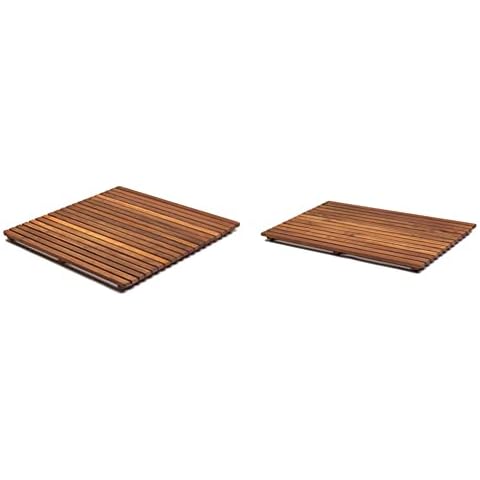 AsinoX TEK4A7171 Duschmatte aus Teakholz, Quadrat, 71 cm & TEK4A50100 Duschmatte aus Teakholz Cover