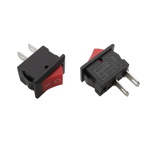 Interrupteur à encliqueter 2 broches 3A mini interrupteur bascule rouge 5pcs