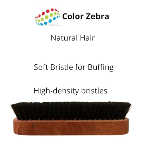 Image of Zebra Plastic Shoe Brush with Natural Hair Bristles | High-Density Soft Bristle Buffing Brush for Shoes, Bags & Leather Care | Pack of 2