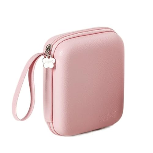 Borsa per cuffie EVA borsa da trasporto per accessori digitali organizer per cavi dati antiurto colore: rosa pelle