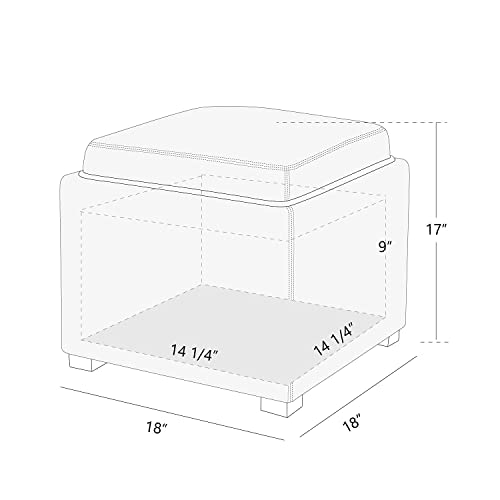 Chita Storage Ottoman Cube With Tray,Footrest Stool Seat Serve As Side Table, Fabric In Flax #TOP5