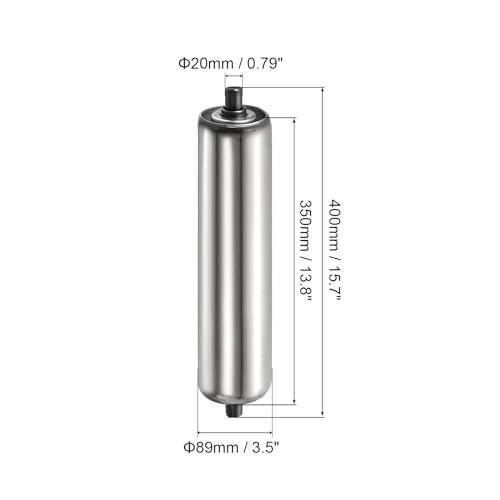 PATIKIL Conveyor Roller 3.5" Diameter 16" Length, 1 Pack Stainless Steel Transmission Replacement Part Galvanized End, Silver
