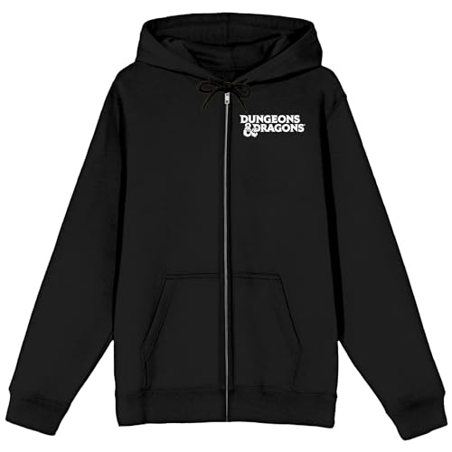 Bioworld Dungeons & Dragons Ampersand Logo Long Sleeve Mens Black Zip-Up Hooded Sweatshirt-3XL