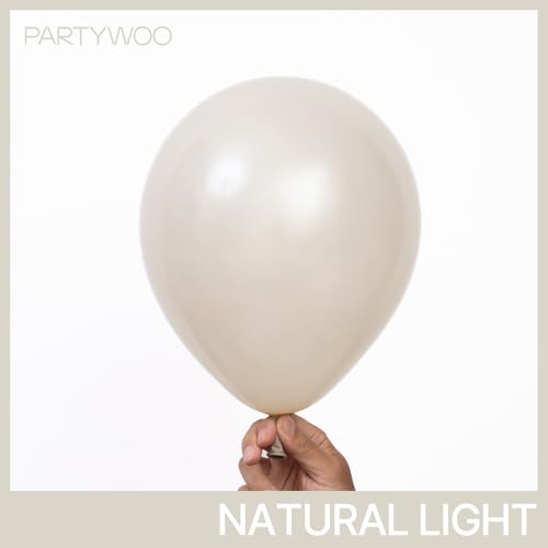 Image of PartyWoo Pearl Beige Balloons 140pcs Different Sizes Pack of 18 12 10 5 Inch Off White Sand Cream Ivory Balloon Arch Kit Garland for Wedding Bridal Baby Shower Birthday Party Decorations White-Z41