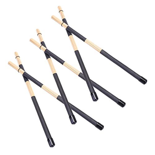 FAVOMOTO Baquetas de bambú con mango de plástico, juego de 3 pares de escobillas para batería color negro miniatura 1