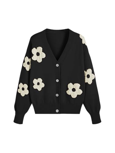 Image of CIDER Womens Cardigan V Neck Floral Cardigan for Women Knit Button Down 2024 Fall