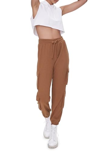 Forever 21 Waffle Knit Cargo Joggers Rust Medium
