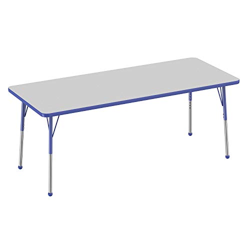 FDP 30" x 72" Rectangle Table with Ball Glide Legs - Gray/Blue, 10028-GYBL