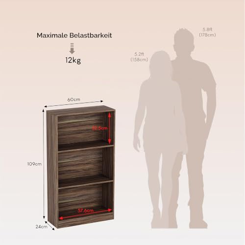Vida Designs Cambridge 3 Ebene Medium Bücherregal, Modern Space-Saving Aufbewahrungseinheit for Wohnzimmer, Schlafzimmer or Büro… – Ansicht 3