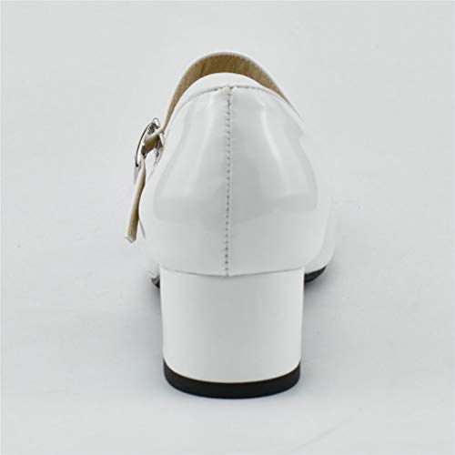 LUXMAX Womens Patent Leather Chunky Heel Mary Janes Sqaure Toe Pumps4