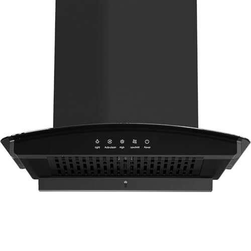 Image of Hafele Curve Bolt 60 Auto Clean Wall Mounted Chimney (Black 1400 CMH)