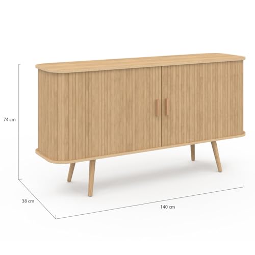 Buffet Romie 140 cm bois clair 2 portes coulissantes IDMarket