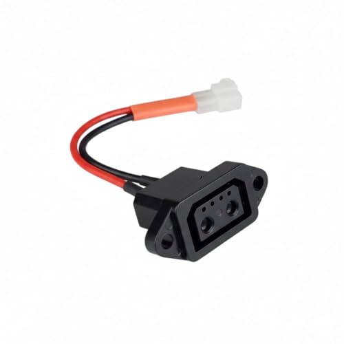 Image of D-Type Female Charger Socket for Electric Scooter, Compatible with Okinawa Type, 23cm Length, Black, with Wire and Coupler