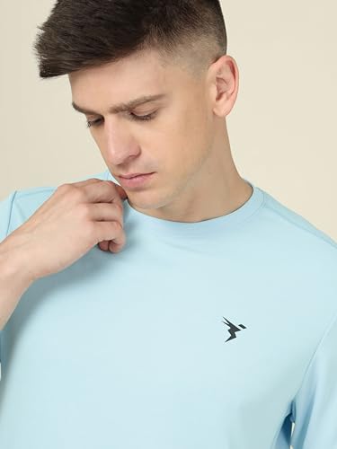 Image of TECHNOSPORT Men's Slim Fit Polyester Activewear Sports T-Shirt with Moisture-Wicking Comfort for Workout, Running & Gym