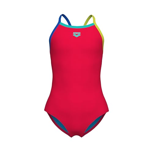 Image of Arena Girls' Feel Solid Light Drop Back Swimsuit Thin Straps Stretchy One Piece Kids Bathing Suit