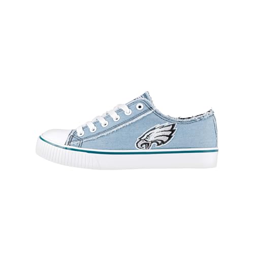 FOCO Philadelphia Eagles NFL Womens Denim Team Logo Low Top Canvas Shoes - 9