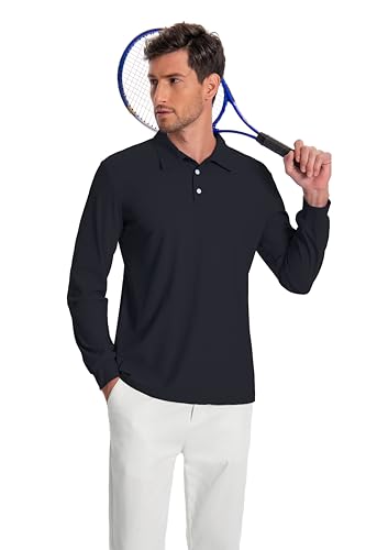Men’s Polo Shirt Long Sleeve Golf Collared Shirts Quicky Dry Moisture Wicking Performance Lightweight Soft Polo4