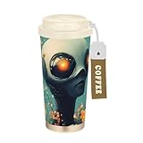 Cartoon Aliens Science - Fiction and Fantasy Style Decorative Travel Coffee Tumblers With Lid To Go Coffee Mugs Stainless Steel Insulated Travel Cup For Hot And Cold 17 oz Leak