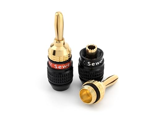 Image of Sewell Deadbolt Banana Plugs, 7-Pairs, Gold Plated Speaker Plugs | Quick Connect, Tool-Free, SW-29863-7