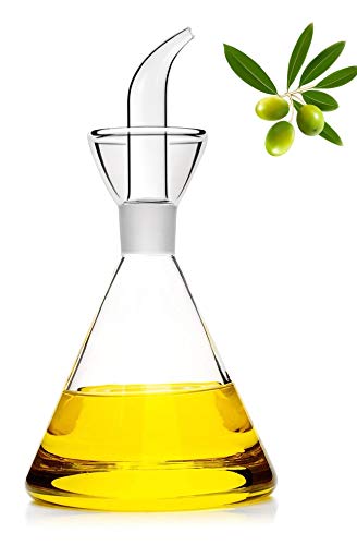 HAIZEEN 4 oz   125 ml Glass All-Purpose Cruet, Glass Oil Decanter and Cruet (Cone-4 oz, Smooth surface)