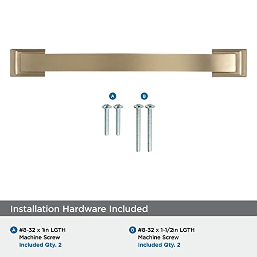 Image of Amerock | Cabinet Pull | Golden Champagne | 6-5 /16 inch (160 mm) Center to Center | Candler | 1 Pack | Drawer Pull | Drawer Handle | Cabinet Hardware