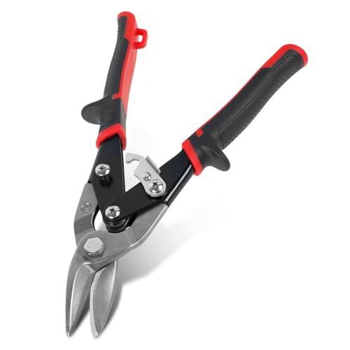 Forbici per metallo, 245/257 mm, dritte/sinistra/destra per lamiera, acciaio al cromo vanadio, taglio di lamiere Aviation Snips per lamiera, alluminio, rame e pelle (testa destra)
