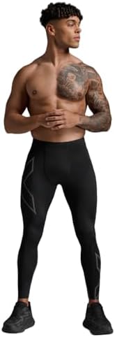 2XU Men's Light Speed Compression Tights, Black/Black Reflective
