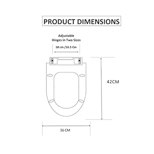 ELEGANT CASA Colour White A-12 Sleek Design Soft-Closing D-Shape Round PP Seat Cover Commode Cover (42 x 36 cm) Adjustable Hinges (Hole distance) from 13-18CM; White