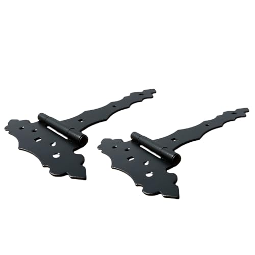 Moni Rustikale Kreuzgehänge 2er SET 100mm-300mm Schwarz Pulverbeschichtet Stahl T-Bänder Dekoration Dekorativ Torscharnier Tor T-Band (200mm)