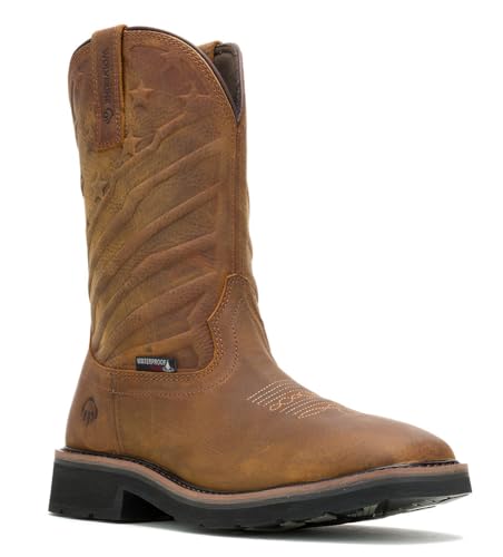 Wolverine Men's Rancher Flag LX Square Toe Wellington Construction Boot, Brown, 11.5