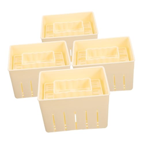 LIFKOME Pressa Per Formaggio in Legno 4 Pezzi Da 140x105x95 Mm, Stampo Per Pressare Tofu Domestico Compatto, Strumento Pratico Per Produttore Di Tofu Casalingo