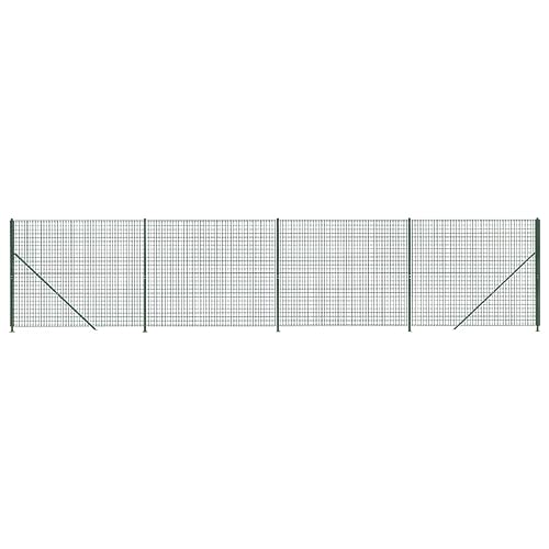 vidaXL Cerca de Alambre, Valla de Malla con Brida Postes, Cercado de Cadena Eslabones, Borde para Recinto de Jardín Patio, Verde 1,6x10 m