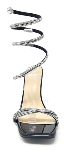 Wild Diva Women's Square Toe Rhinestone Embellished Straps Formal Stiletto High Heels Flair-062