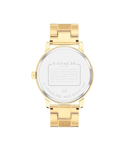 Image of Coach Grand Qtz Basic Gold Round Dial Women's Watch|Ionic Plated Thin Gold Steel Material|Gold Color Band - 14503942
