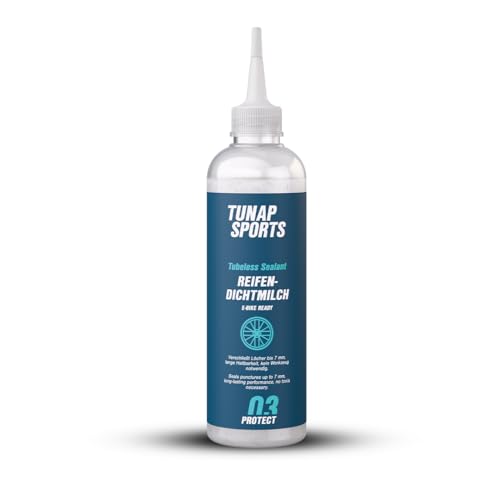 TUNAP SPORTS Reifendichtmilch 250 ml | Tubeless Sealant für MTB Gravel Rennrad & E-Bike | Verschließt Löcher bis 7 mm | Schnelle & einfache Anwendung | Zuverlässiger Pannenschutz