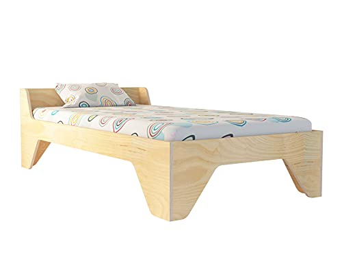 Image of Lycka Classic Single Bed | Full Length for Kids and Adults in Natural Finish | Birch Plywood