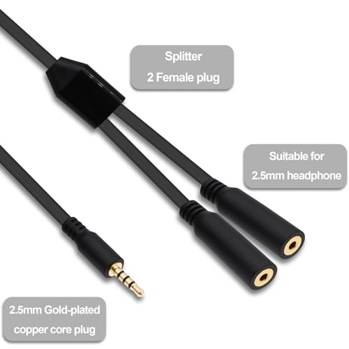 2.5mm Splitter Audio y Cable Adaptador 30cm 2pcs miniatura 3