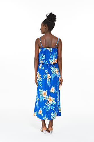 Image of Matchable Family Hawaiian Luau Men Women Girl Boy Clothes in Hibiscus Blue
