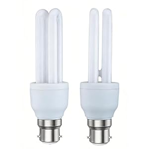 B22 Energy Saving Bulb Bayonet Cap, 11W 6400K Low Fluorescent Stick Bulbs, 2U CFL Low Energy Light Bulbs, Not Dimmable for Living Room, Bedroom (White, 2 Pcs