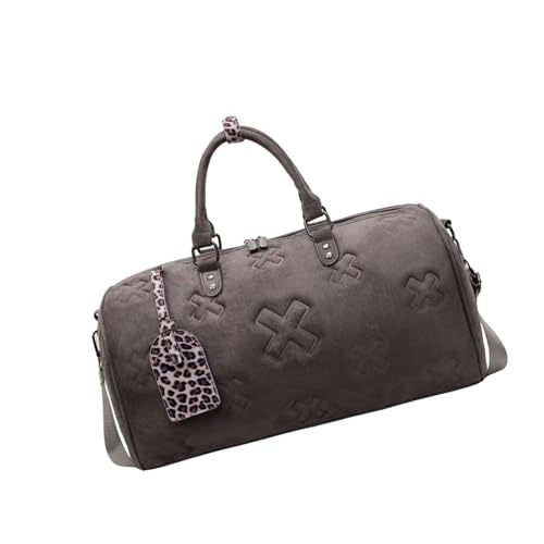 Sac de voyage en cuir PU gris idéal pour le week-end