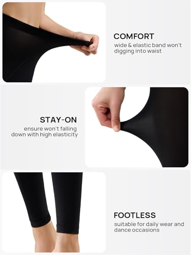 Image of MANZI Control Top Women's Footless Tights Opaque Tights for Dresses 2 Pairs