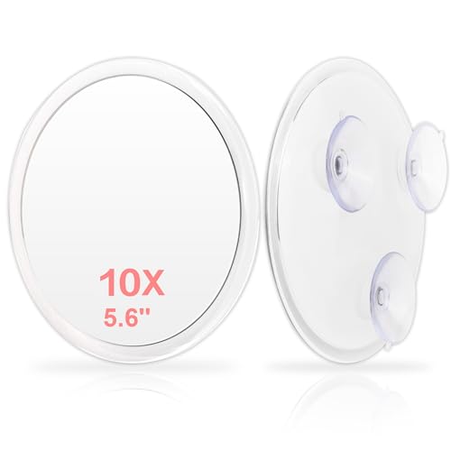 {Espejo de Aumento con Ventosa Pequeño Espejo de Aumento JUNUNDJING Espejo Aumento 10x, Espejo de Aumento con 3 Ventosa (14.2 cm), Espejo Aumento de Baño Maquillaje Tocador, Espejos...