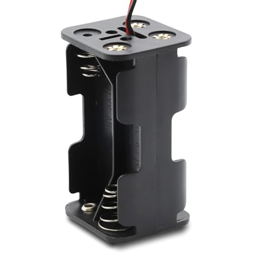 TECHZOCO Porte-pile plat AA, support de batterie LR6, boîtier pour pile AA LR6, câble de 200 mm, tension totale : 6 V (1,5 V par pile), convient pour 4 piles...