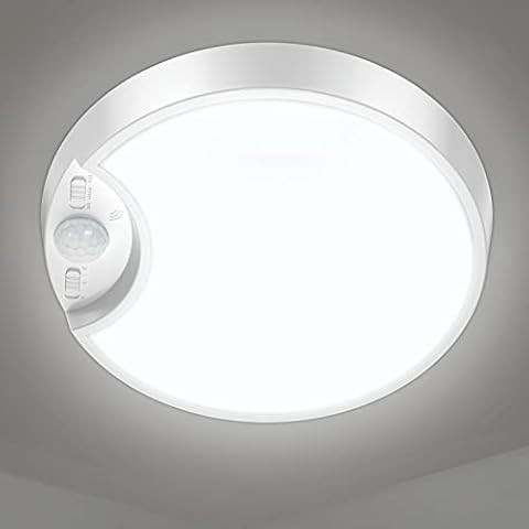 Battery Ceiling Light Motion Sensor 5500K 6000mAh LED Rechargeable Light Fixture with Remote Cotrol,Timing Function,7.8in Motion Activated Light for Bathroom,Hallway,Garage,Basement Cover