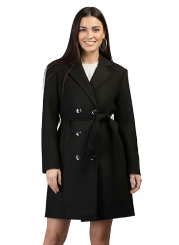 Image of CHKOKKO Women Classic Long Winter Coat Double Breasted | Knee Length Design with a Sophisticated Spread Collar and Convenient Front Pockets for All Occasions
