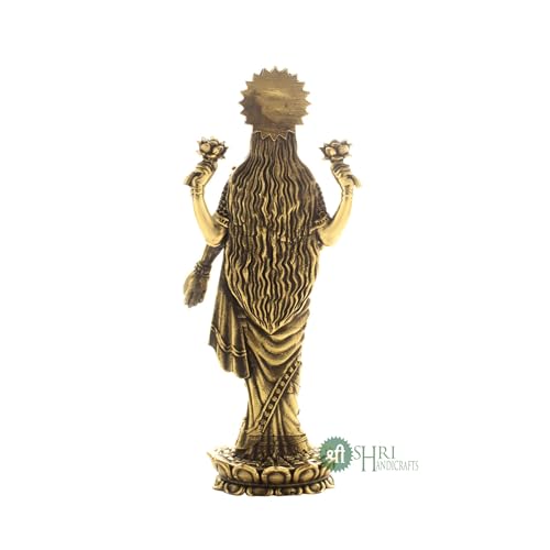 Image of INDICAST Brass Goddess Laxmi Statue for Home Temple | 5 inch Standing Maa Lakshmi Figurine Idol Murti Sacred Symbol of Wealth | Perfect for Rituals & Gifting (Weight- 150gm)