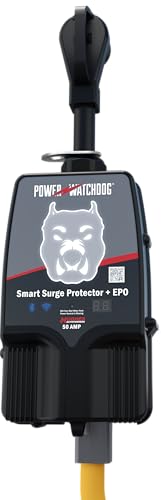 Hughes Power Watchdog PWD50EPOW Smart RV Portable Surge Protector 50 Amp - Patented WiFi and Bluetooth Connectivity - Monitor Voltage/Amperage/Wattage - IP65 Water-Resistant