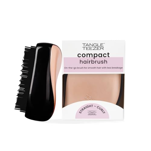 Tangle Teezer Compact Styler Detangler Hairbrush - Cepillo Desenredante Compacto - Para Pelo Seco y Mojado y Todo Tipo de Cabello - Perfecto para Viajar, con Tapa Protectora - Oro Rosa y Negro